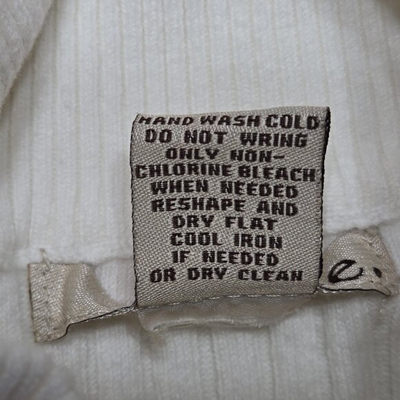 Evie Sweater Womens Large White Ribbed Mock Neck Half Sleeve Stretch Fitted - Picture 13 of 13